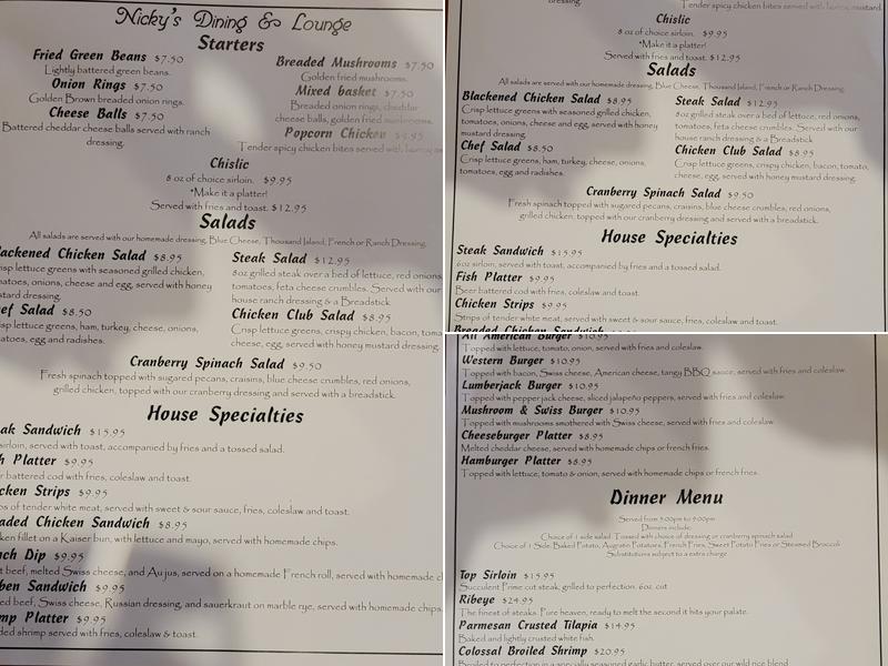 Nicky's Menu