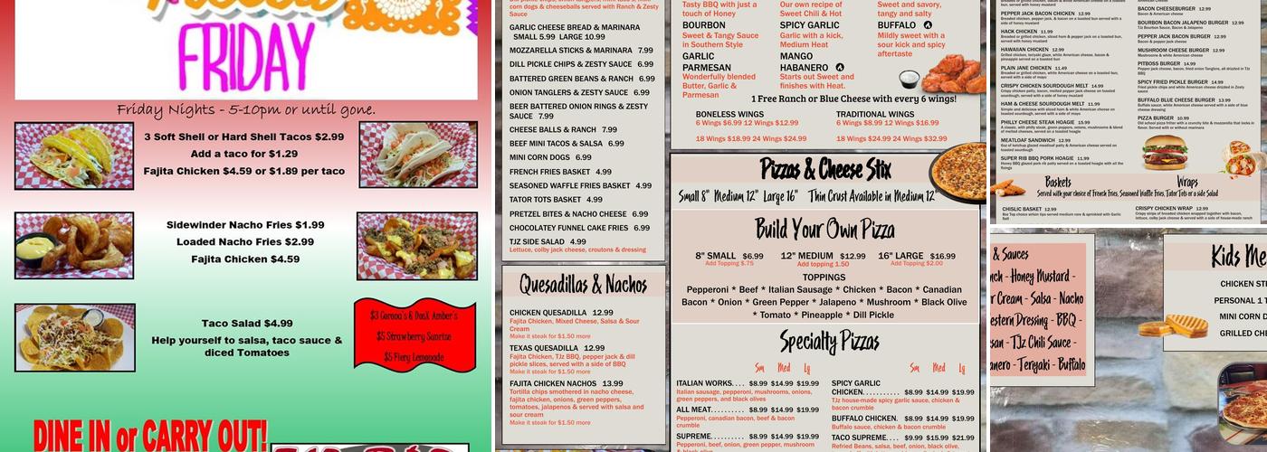 Tjz Bar and Restaurant Menu