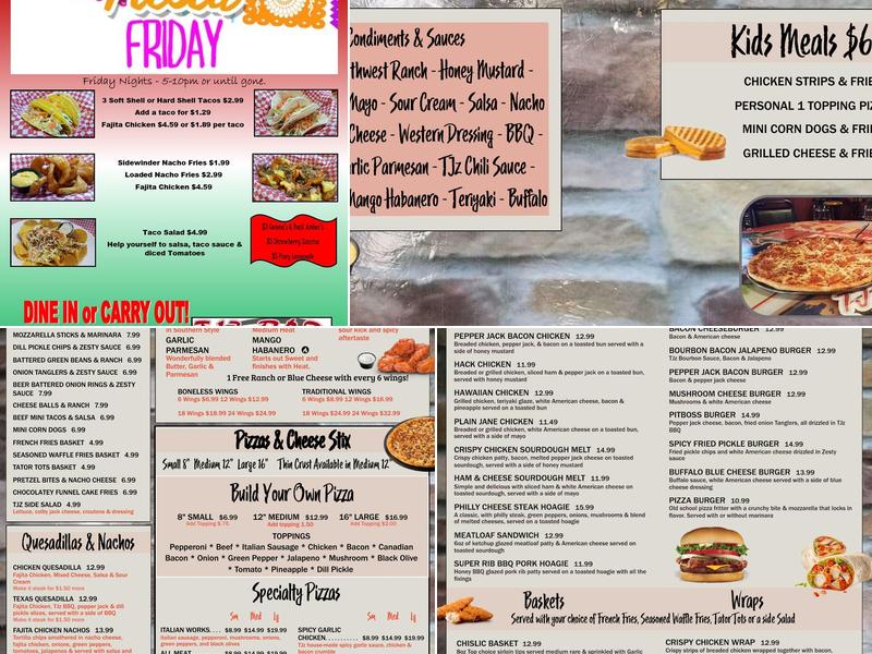 Tjz Bar and Restaurant Menu