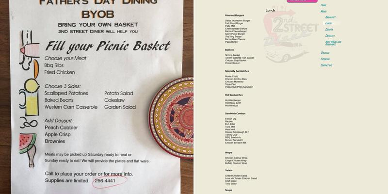 Second Street Diner Menu