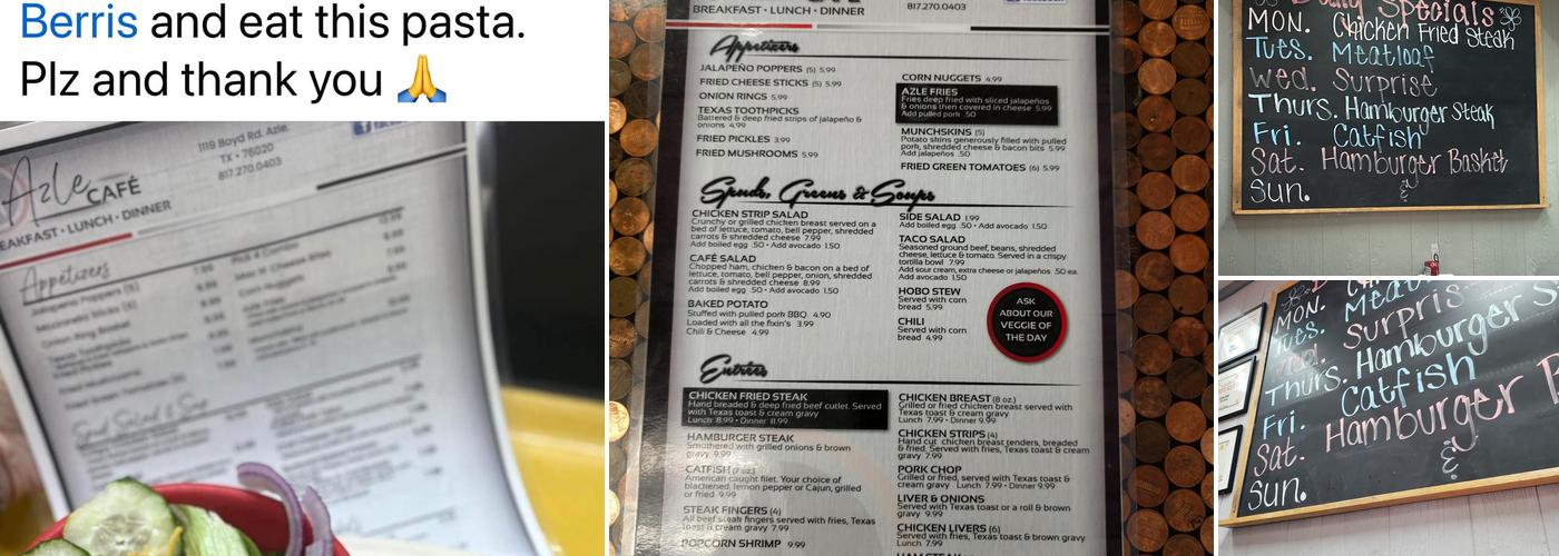 Azle Cafe Menu