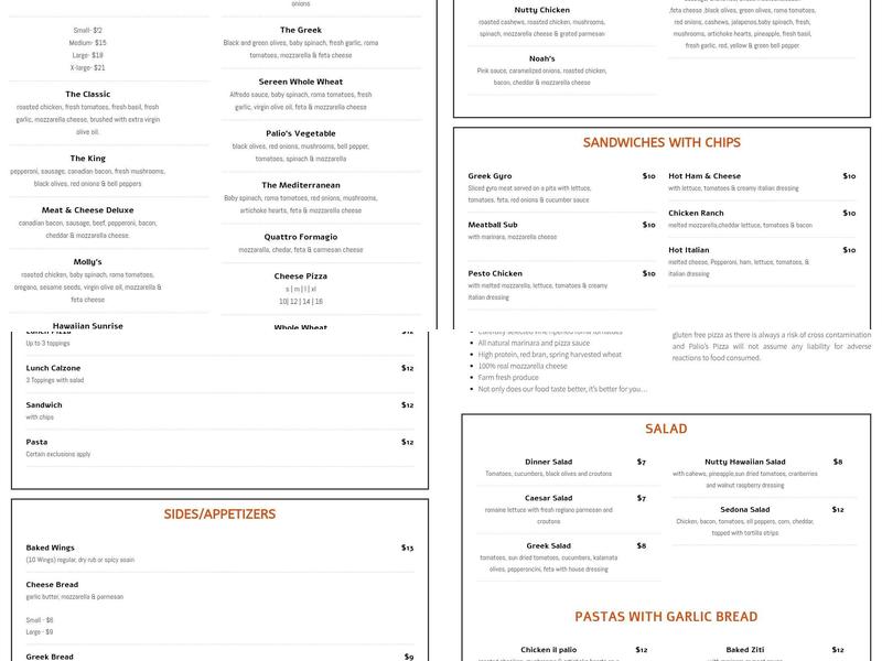 Palio's Pizza Cafe Azle Menu