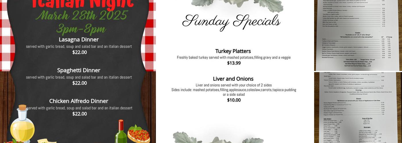 Pine Creek Cafe Menu