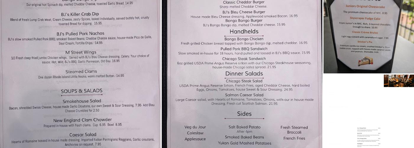 BJ's Market Street Tavern & Oyster Bar Menu