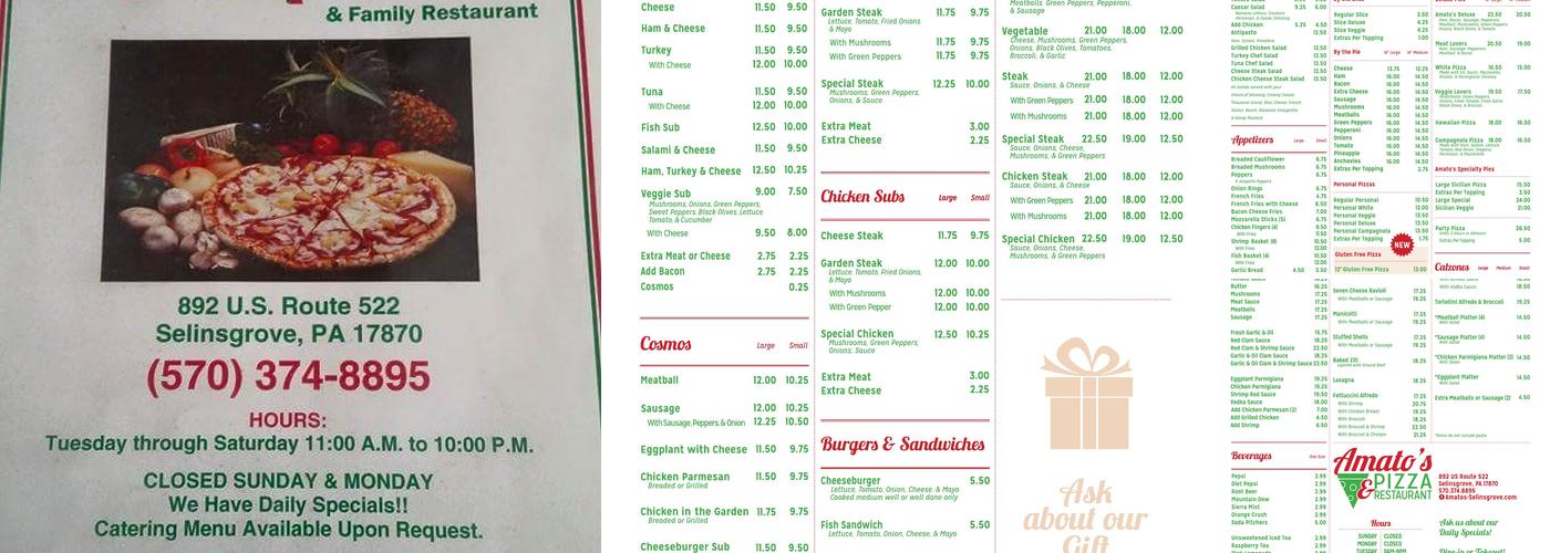 Amato's Menu
