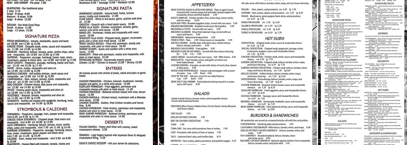 Giugi's Menu