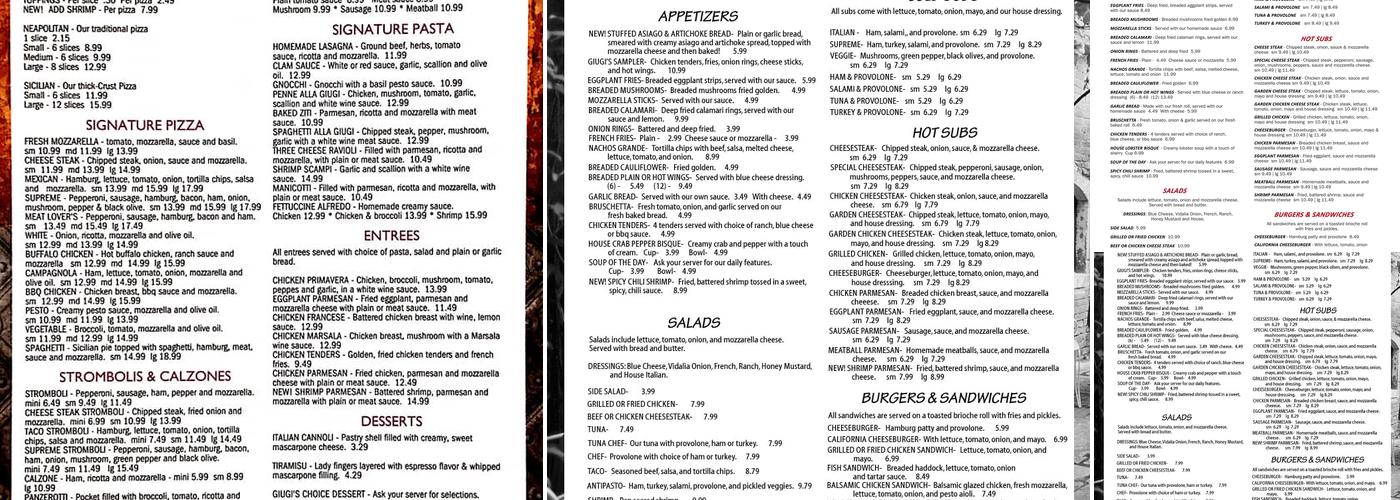 Giugi's Menu