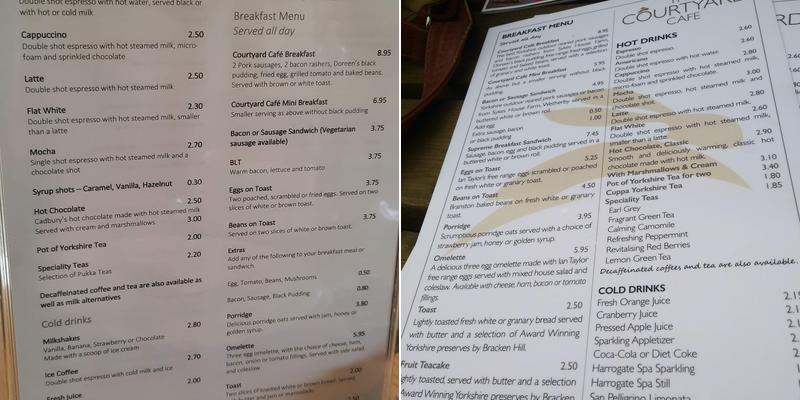 The Courtyard Cafe Menu