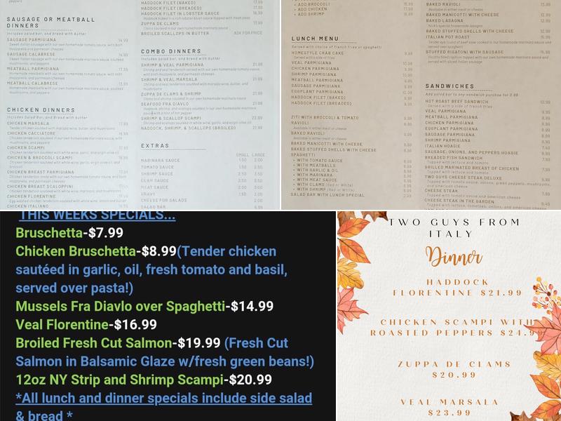 Two Guys From Italy Restaurant Menu