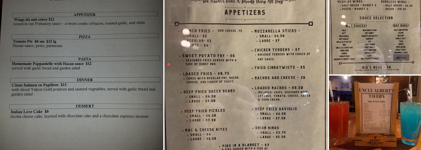 Uncle Albert's Menu