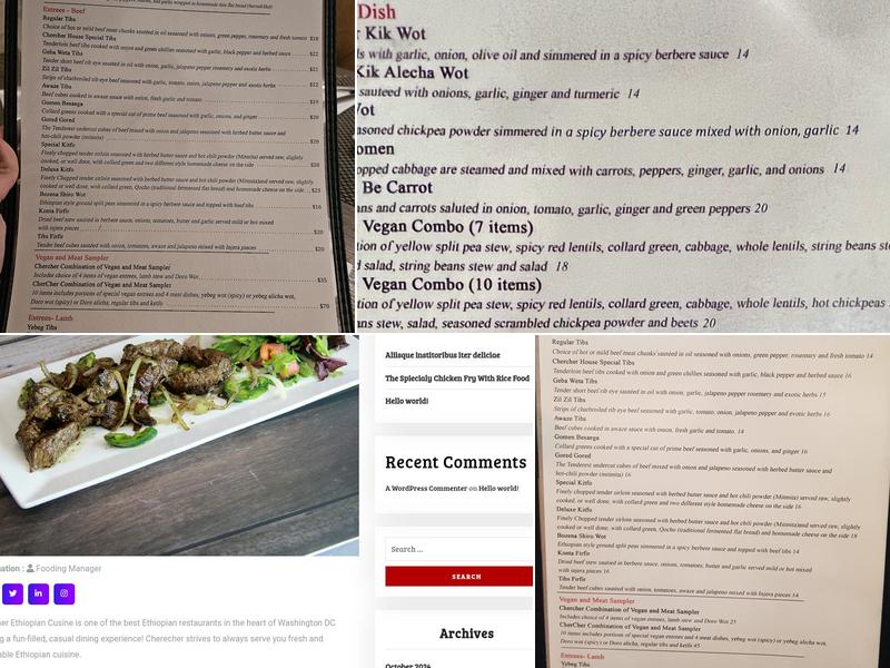 CherCher Ethiopian Cuisine Menu