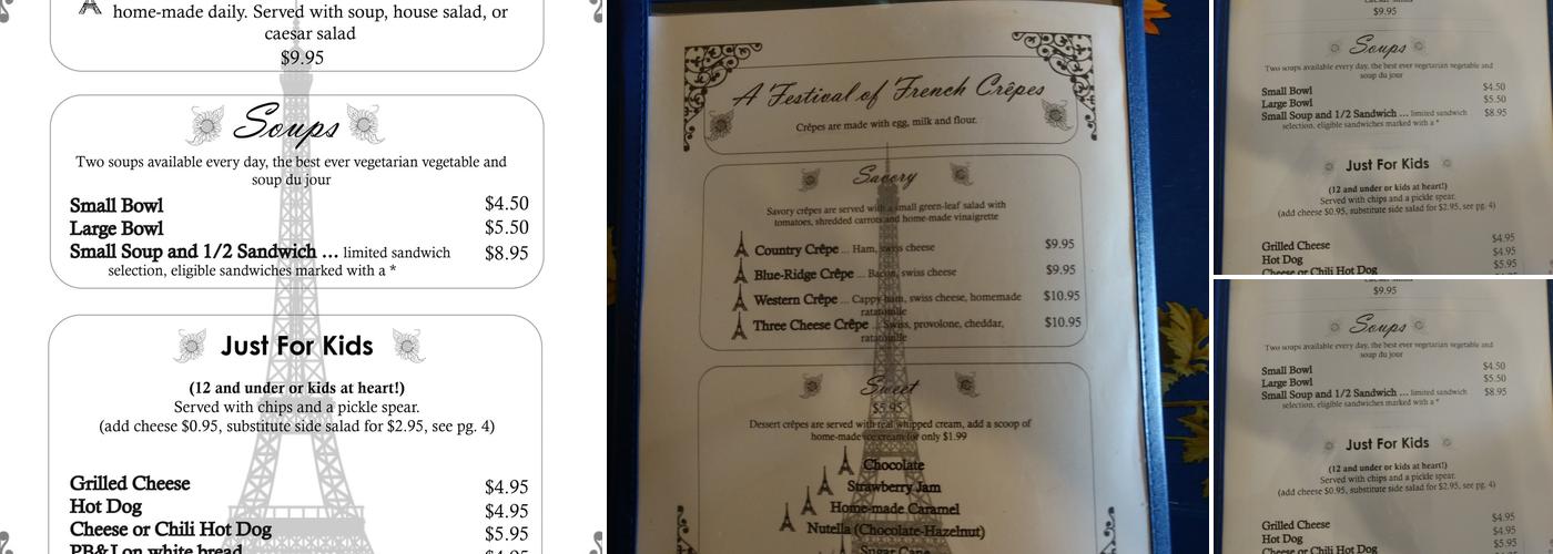 Danielle's Cafe Menu