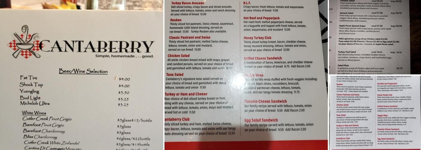 Cantaberry Menu