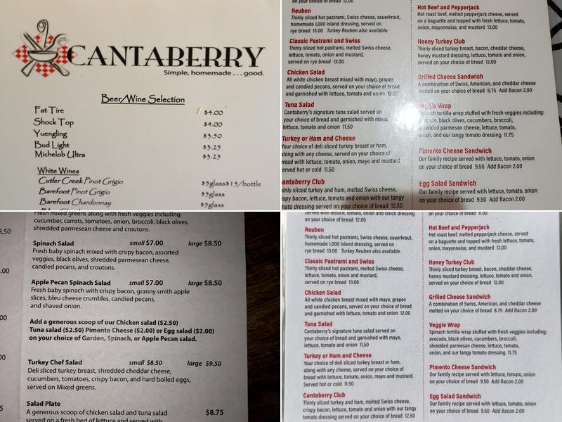 Cantaberry Menu