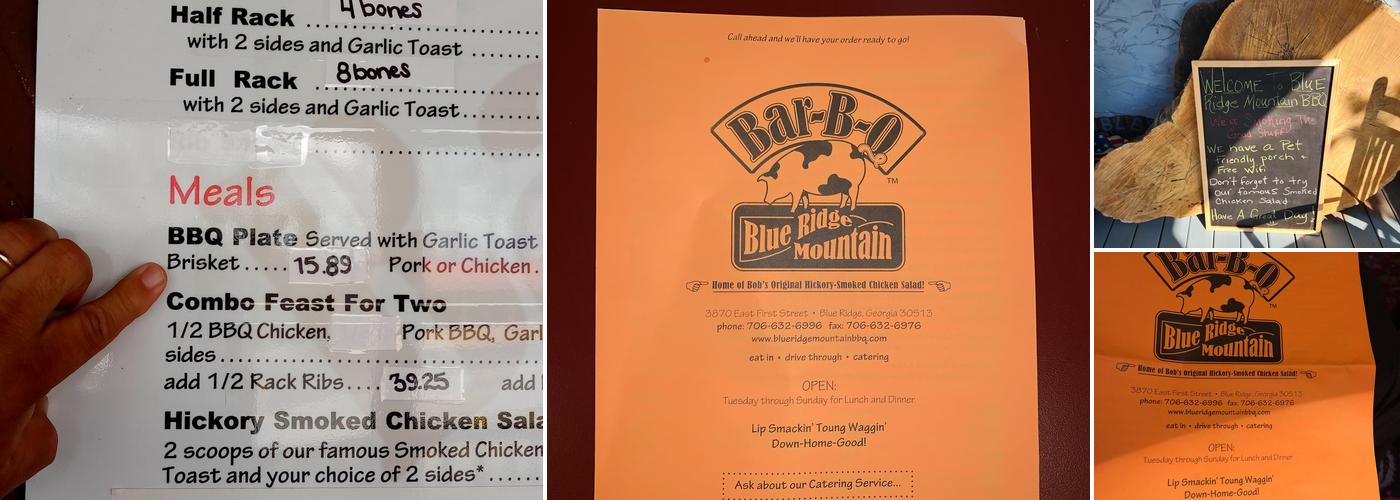 Blue Ridge Mountain Bar-B-Q Menu
