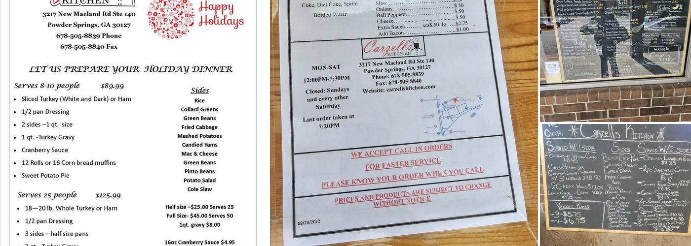 Carzell's Kitchen LLC Menu