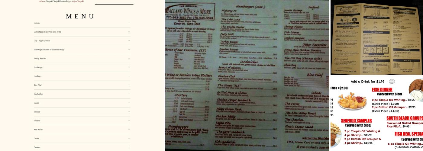 Macland Wings & More Menu