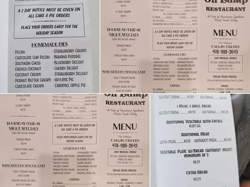 Oil Lamp Restaurant Menu