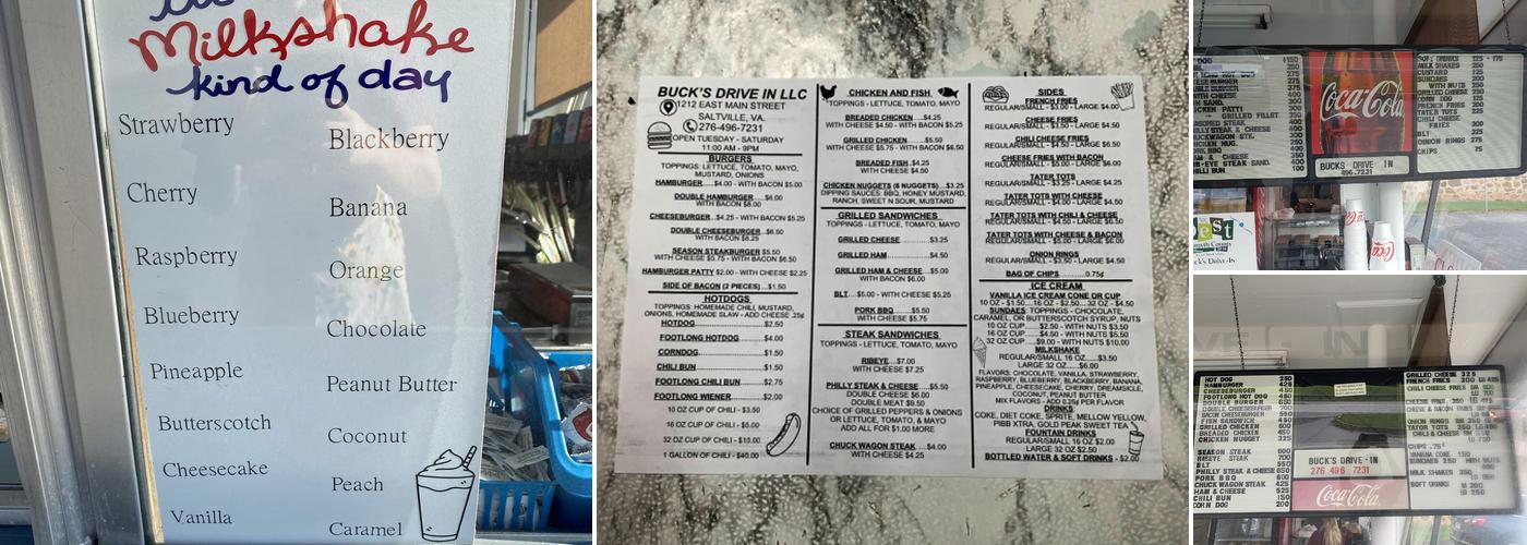 Buck's Drive-In Menu