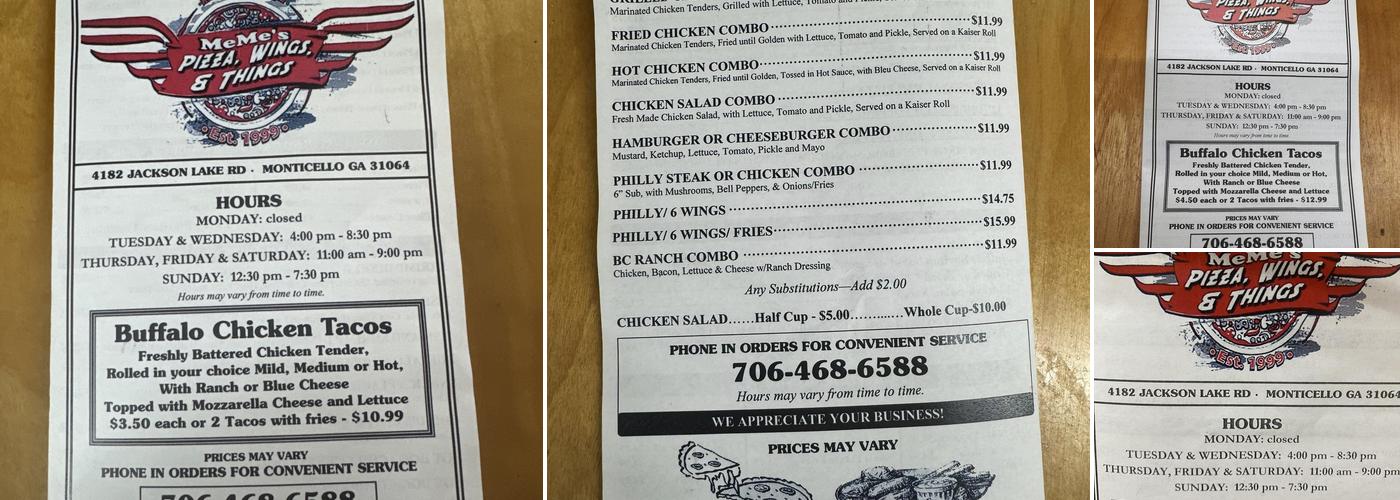 Pizza Wings & Things Menu