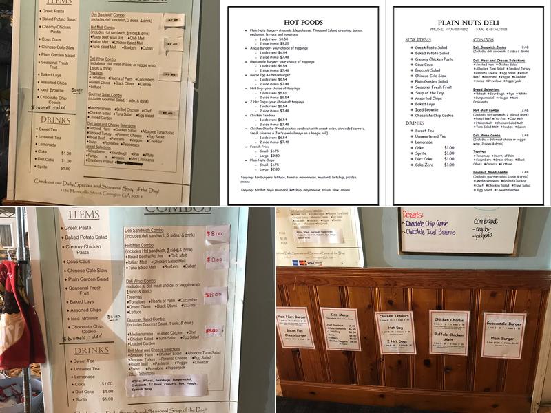 Plain Nuts Deli Menu
