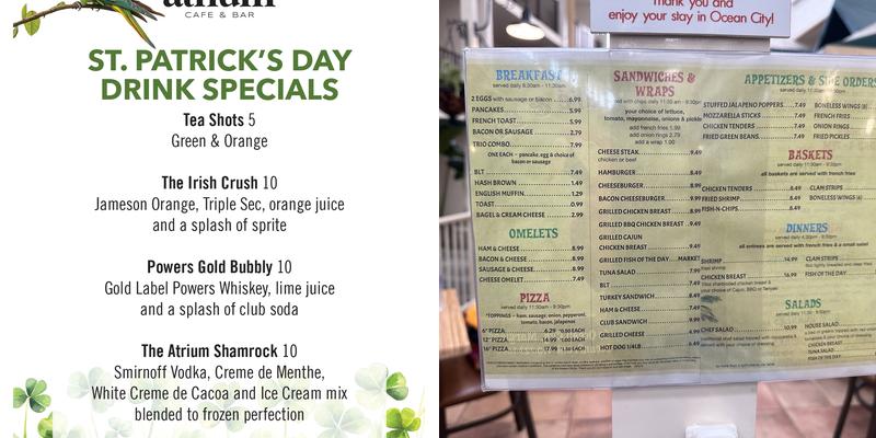 Atrium Cafe & Bar Menu