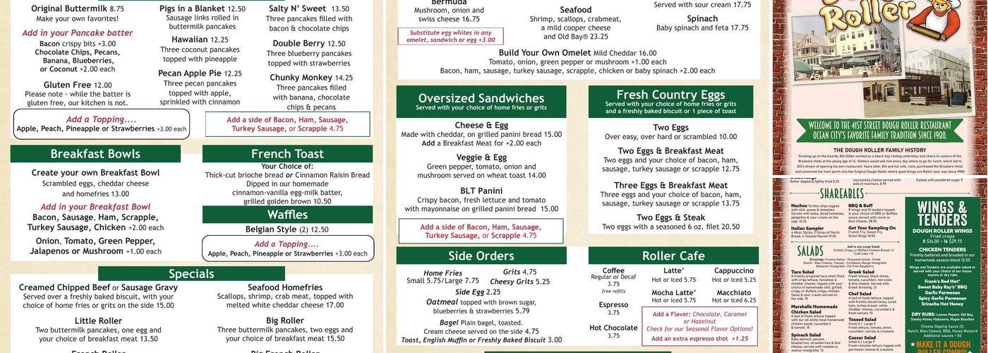 The Dough Roller Menu