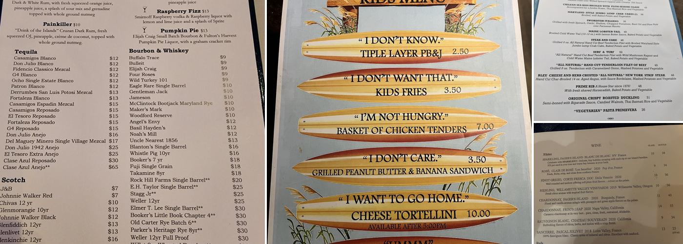 Fager's Island Menu