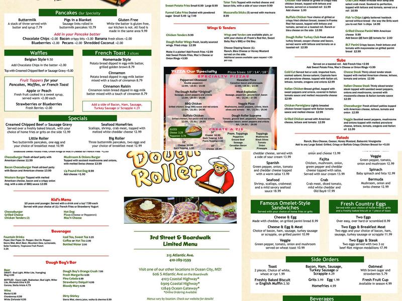 The Dough Roller Menu