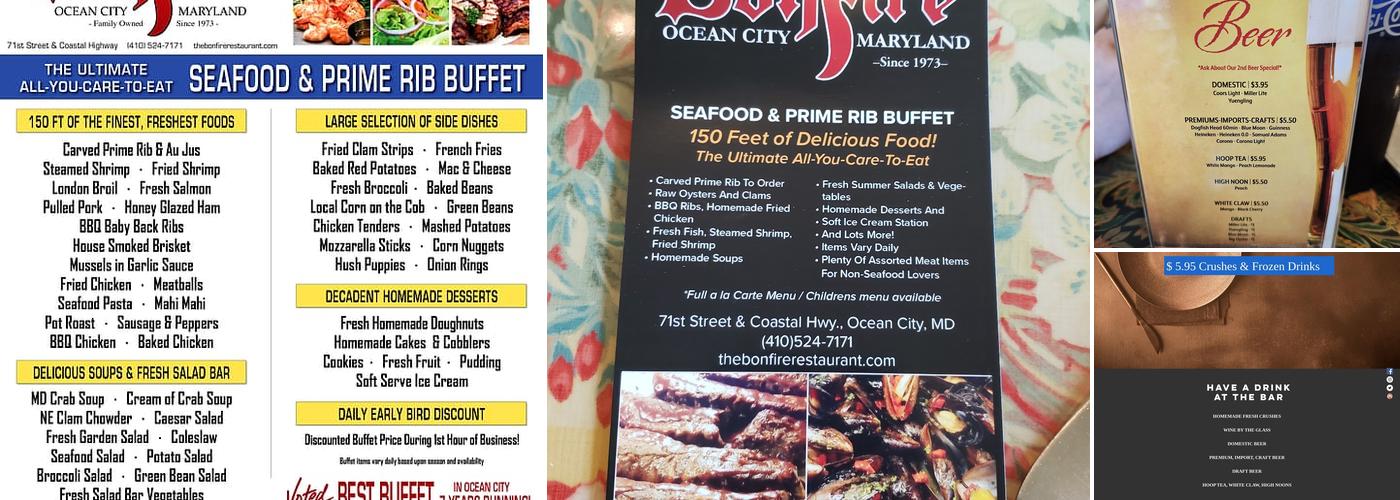 The Bonfire Restaurant Menu