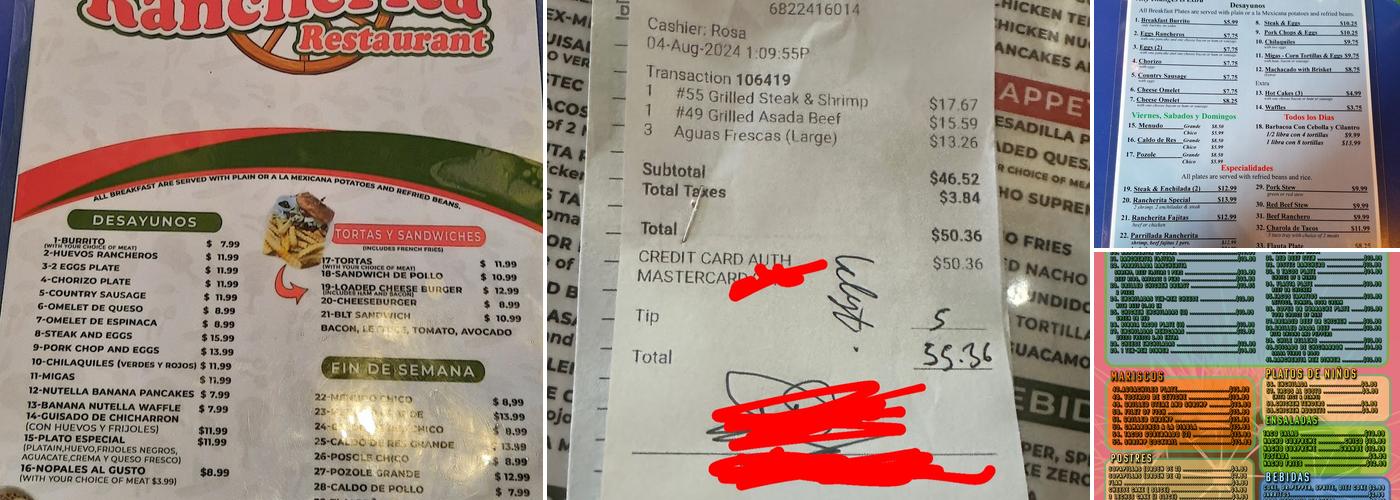 Rancherita Restaurant Menu