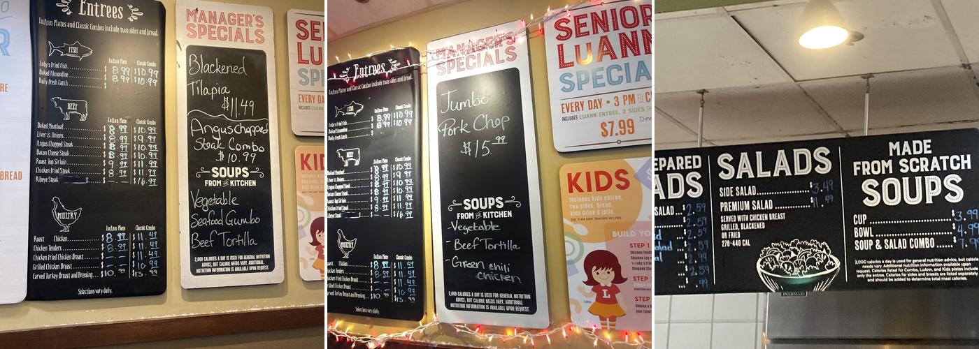 Luby's Menu
