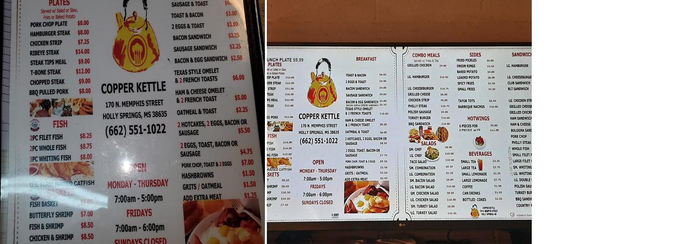 Copper Kettle Menu