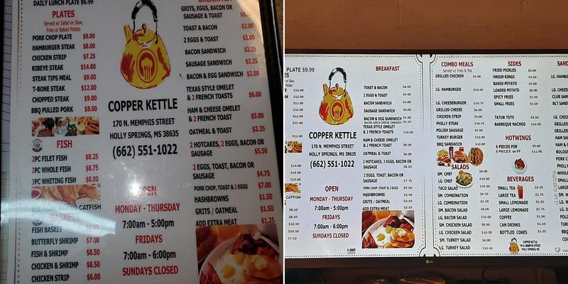 Copper Kettle Menu
