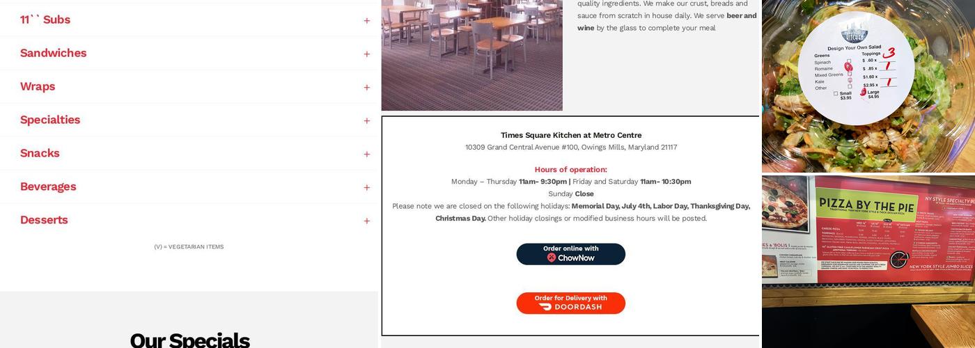 Times Square Kitchen Menu