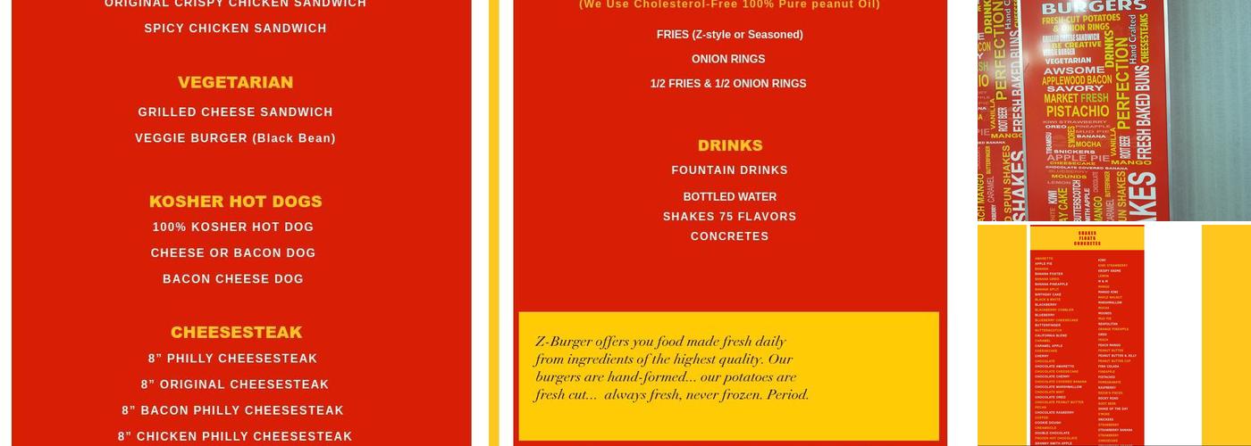 Z Burger Menu