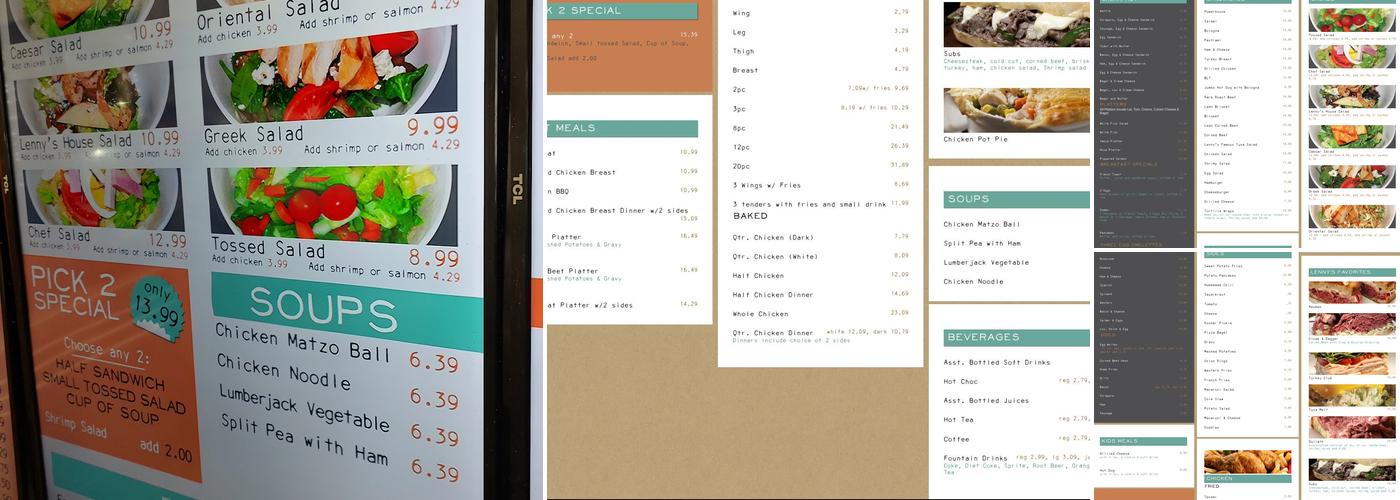 Lenny's Delicatessen Menu