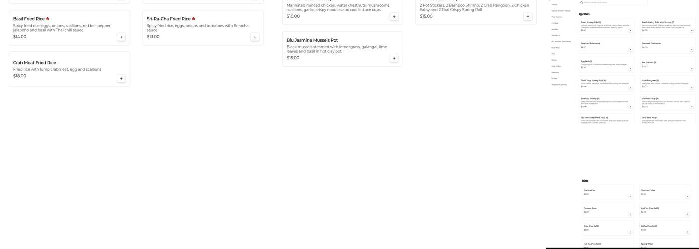 Blu Jasmine Thai Kitchen Menu