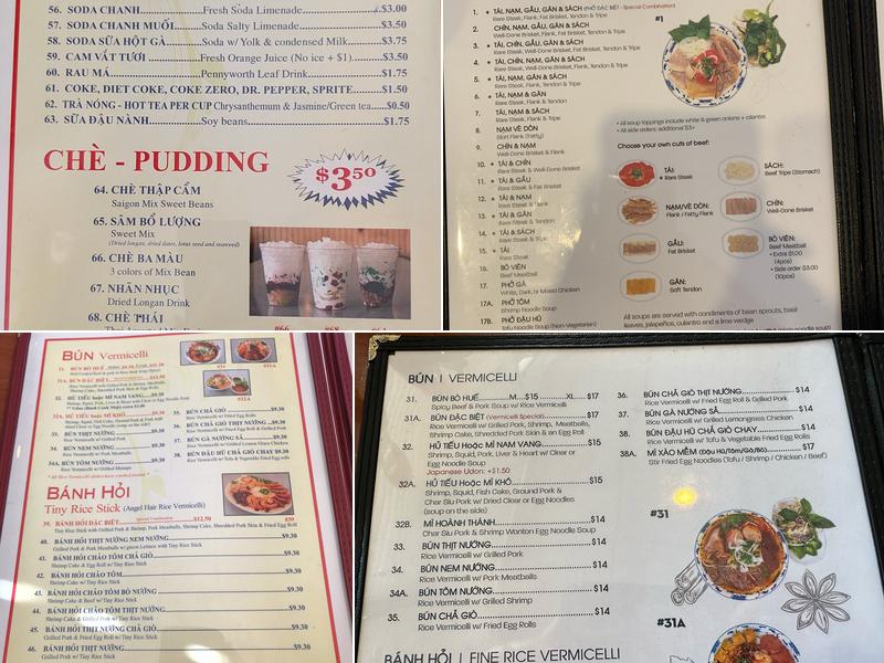 Phở Bắc Restaurant Menu
