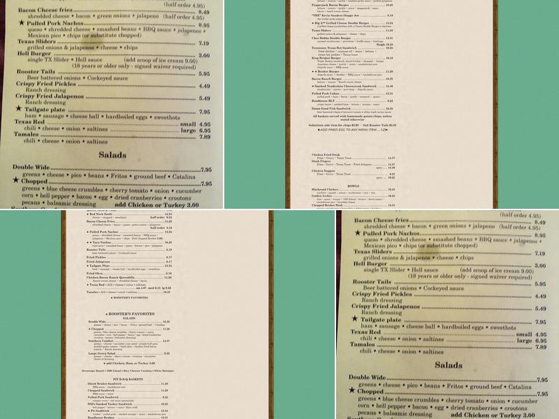 Rooster's Roadhouse Menu