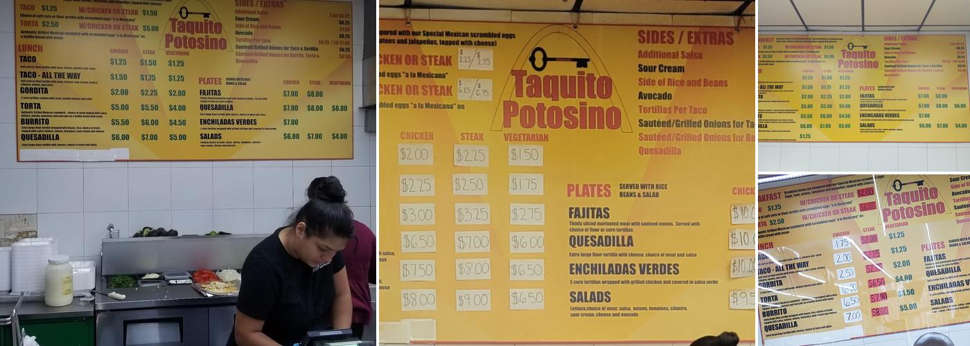 Taquito Potosino Menu