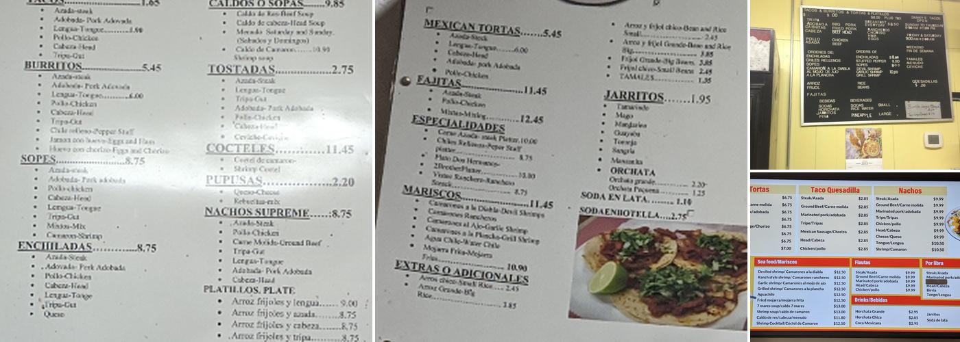 Dos Hermanos Menu