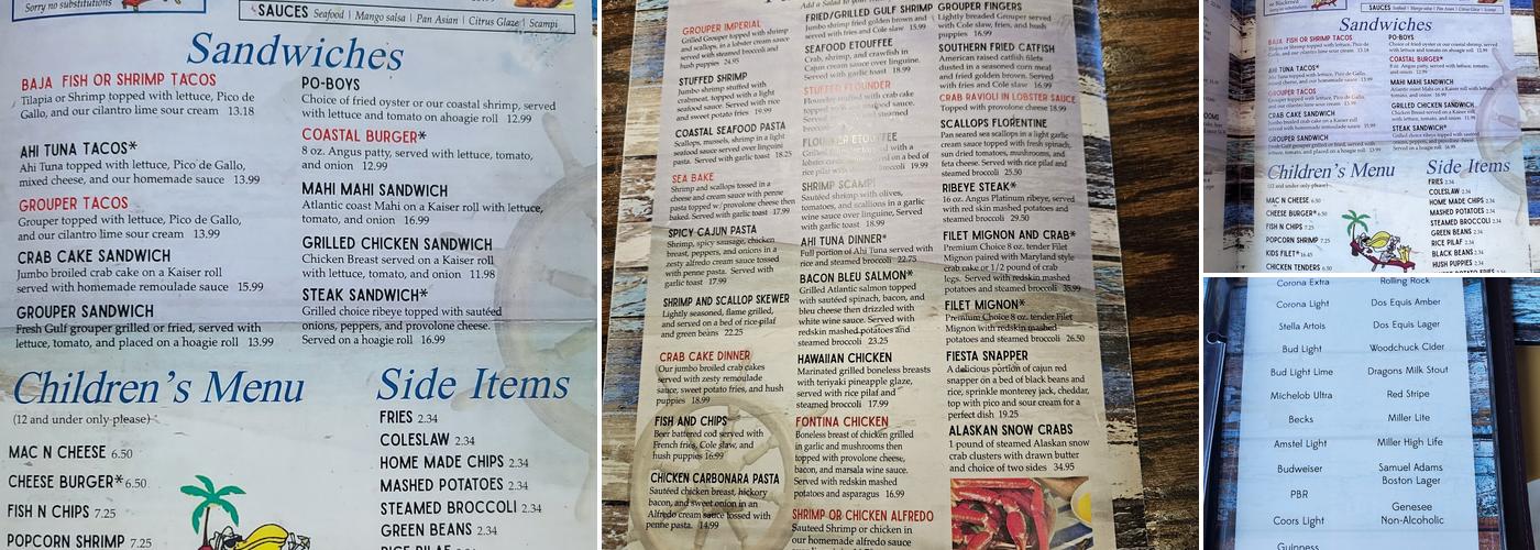 Coastal Breeze Seafood Grill Menu