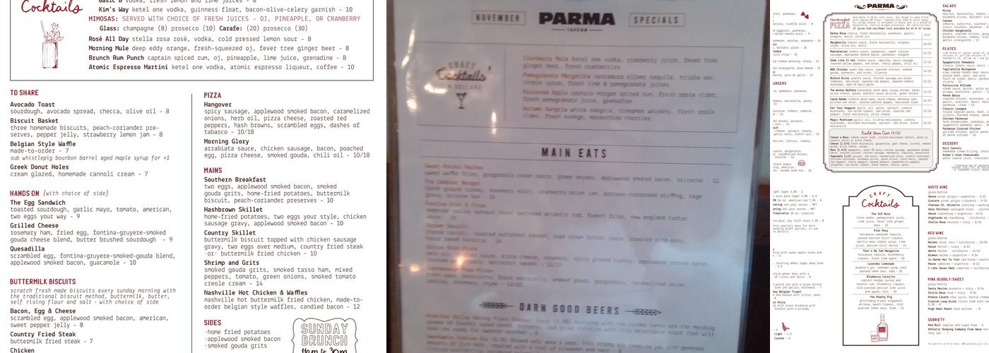 Parma Tavern Menu