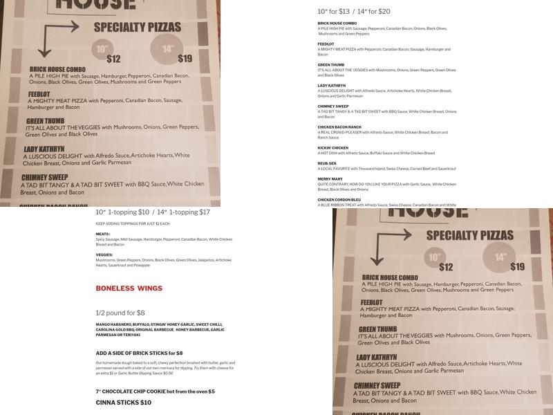 Sammy G's Brick House Menu