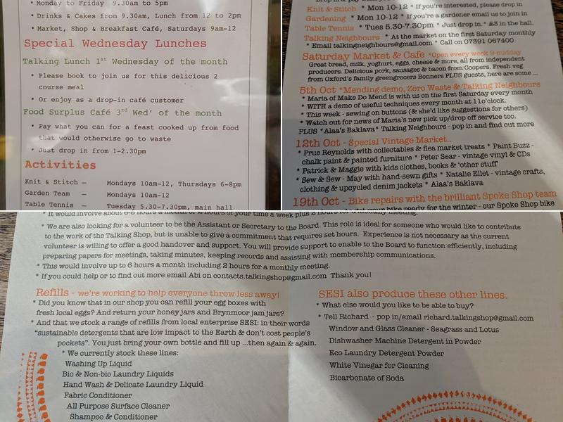 Sandford Talking Shop Menu