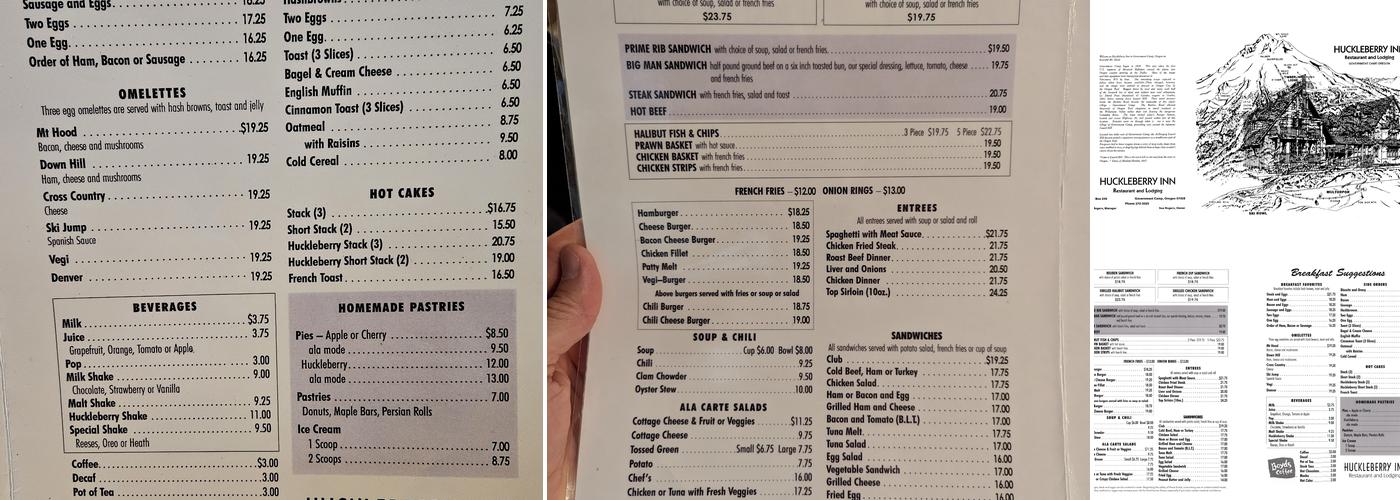 Huckleberry Inn Restaurant Menu