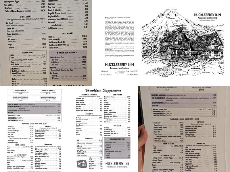 Huckleberry Inn Restaurant Menu