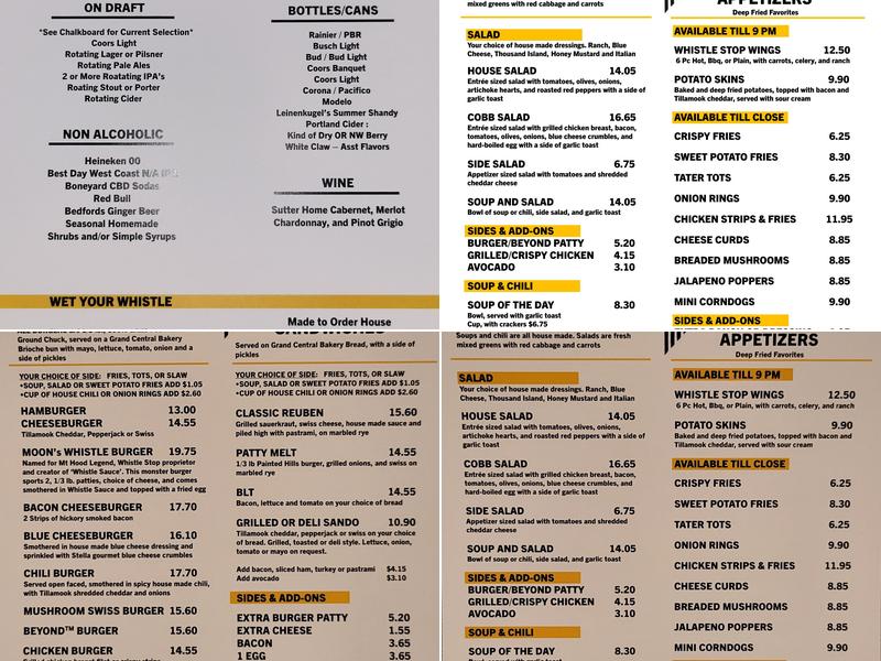 Whistle Stop Menu