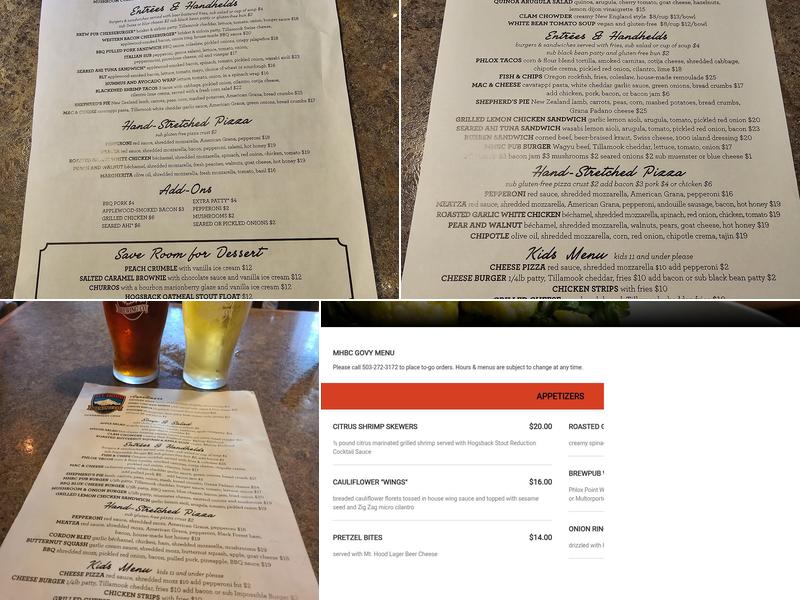 Mt. Hood Brewing Co. Menu